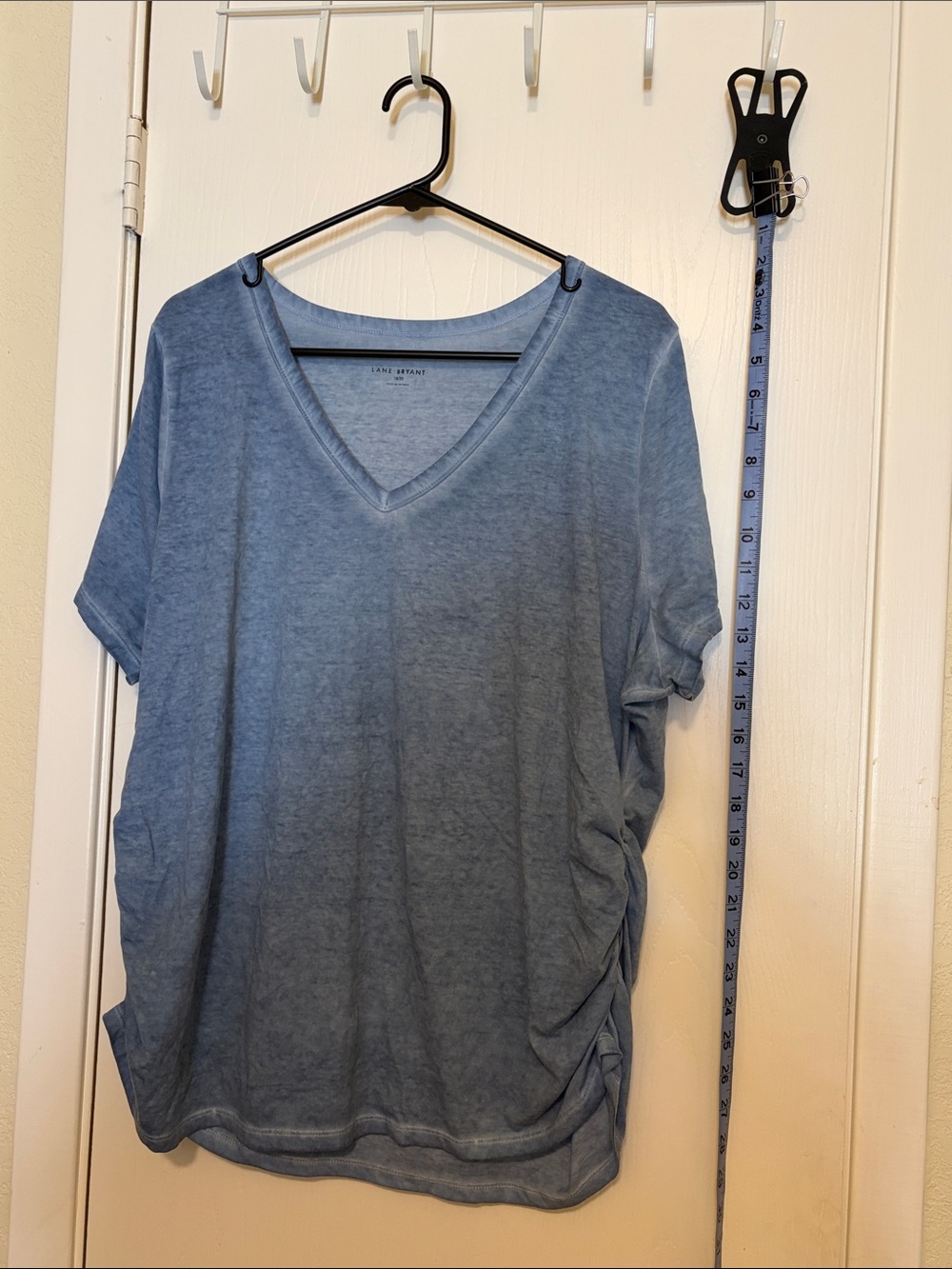Lane Bryant Dusty Blue V-Neck Short Sleeve Top